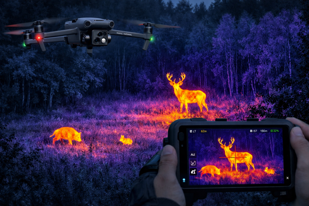 drone avec camera thermique pour la recherche de gibier